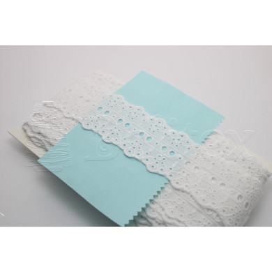 Passe-fita algodão bordado inglês 55mm | Branco