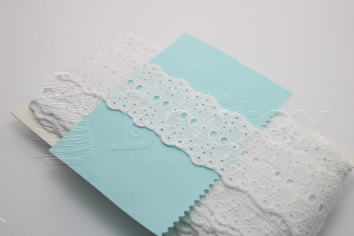 Passe-fita algodão bordado inglês 55mm | Branco