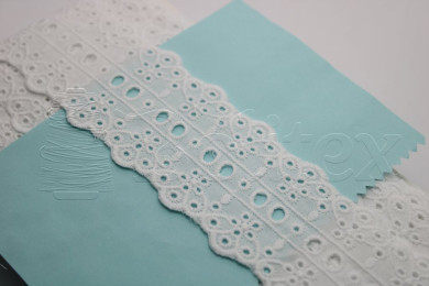 Passe-fita algodão bordado inglês 55mm | Branco