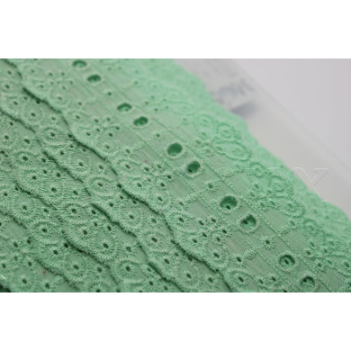 Passe-fita algodão bordado inglês 55mm | Verde água