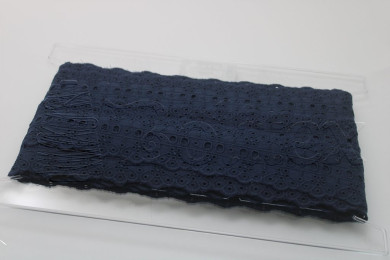 Passe-fita algodão bordado inglês 55mm | Azul marinho