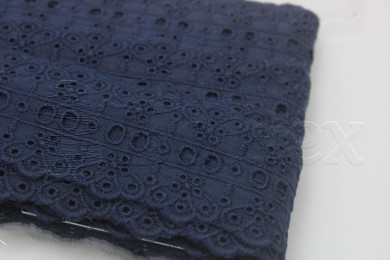 Passe-fita algodão bordado inglês 55mm | Azul marinho