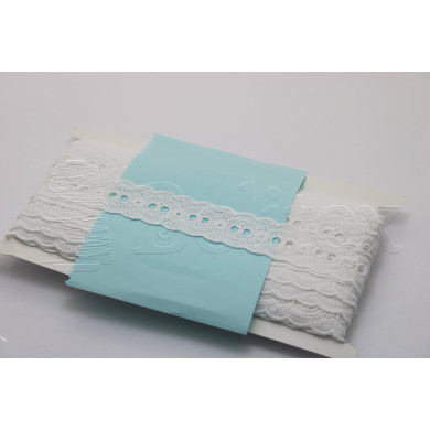 Passe-fita algodão bordado inglês 25mm | Branco