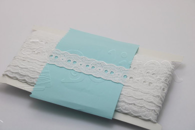 Passe-fita algodão bordado inglês 25mm | Branco