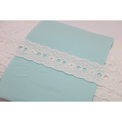 Passe-fita algodão bordado inglês 25mm | Branco