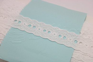 Passe-fita algodão bordado inglês 25mm | Branco