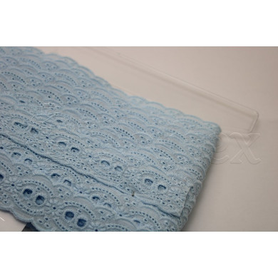 Passe-fita algodão bordado inglês 25mm | Azul bebe