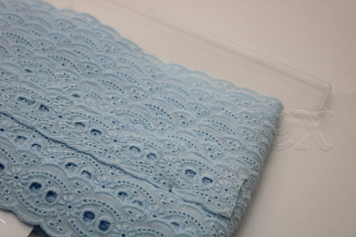 Passe-fita algodão bordado inglês 25mm | Azul bebe