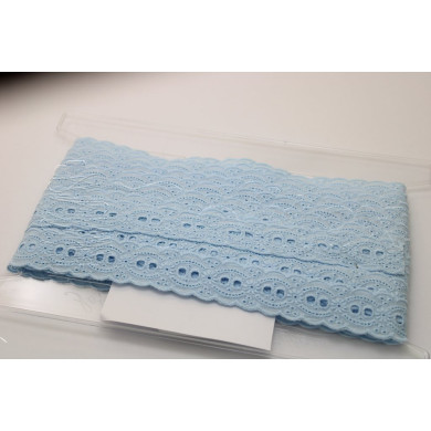 Passe-fita algodão bordado inglês 25mm | Azul bebe