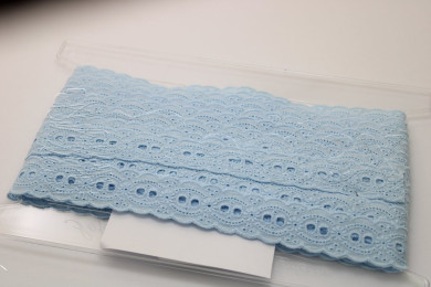 Passe-fita algodão bordado inglês 25mm | Azul bebe