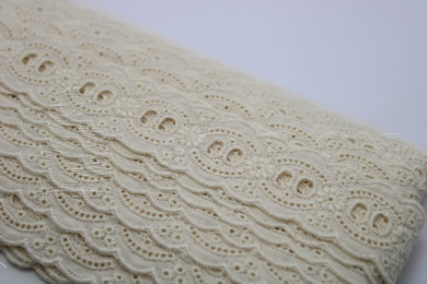 Passe-fita algodão bordado inglês 25mm | Bege