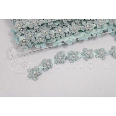 Fita flores c/perola ref.858193 cor 16 verde agua