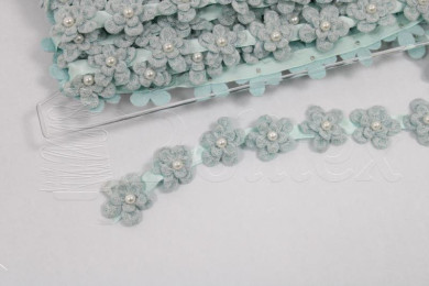 Fita flores c/perola ref.858193 cor 16 verde agua