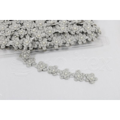 Fita flores c/perola ref.858193 cor 34 cinza